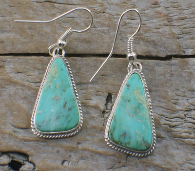 Indian Turquoise Earring Teardrop in Sterling